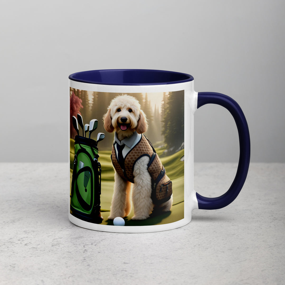 Goldendoodle Golfer- Mug with Color Inside v2