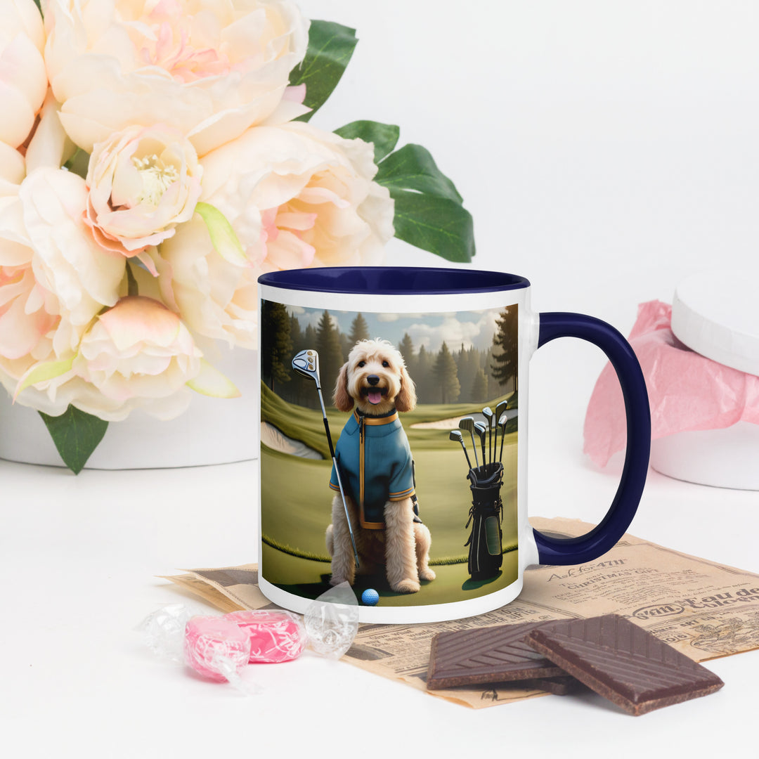 Goldendoodle Golfer- Mug with Color Inside v3