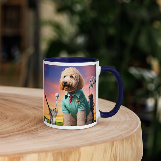 Goldendoodle Golfer- Mug with Color Inside v5