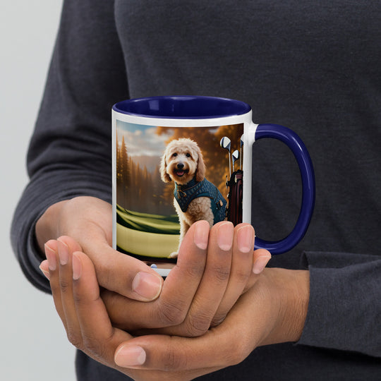 Goldendoodle Golfer- Mug with Color Inside v4