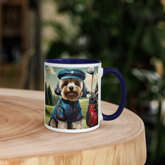 Yorkipoo Golfer- Mug with Color Inside v4