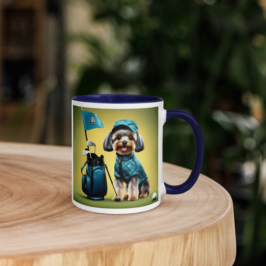 Yorkipoo Golfer- Mug with Color Inside v7