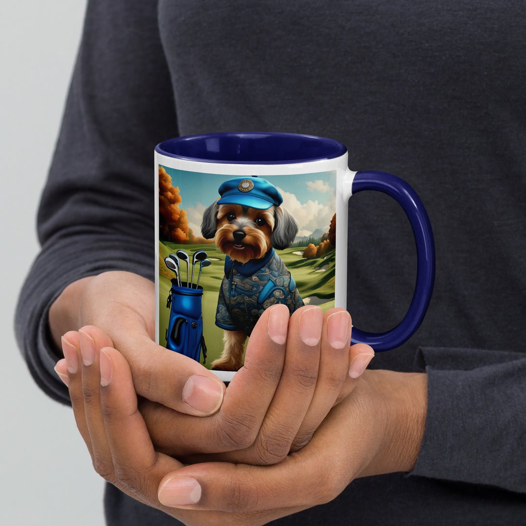 Yorkipoo Golfer- Mug with Color Inside v10