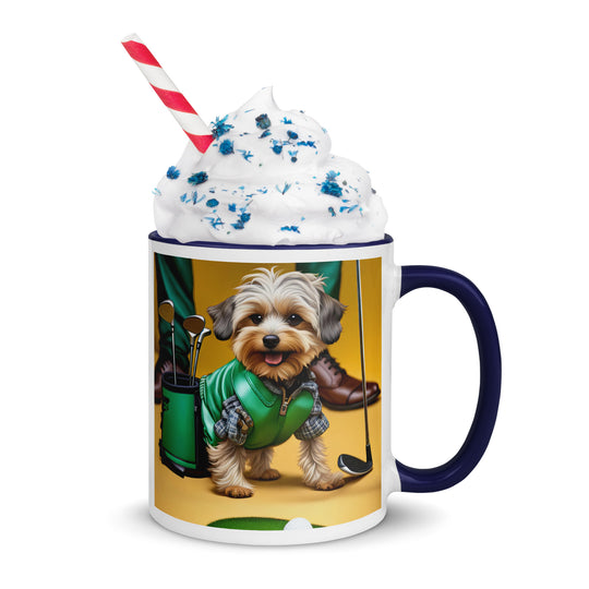 Yorkipoo Golfer- Mug with Color Inside v12