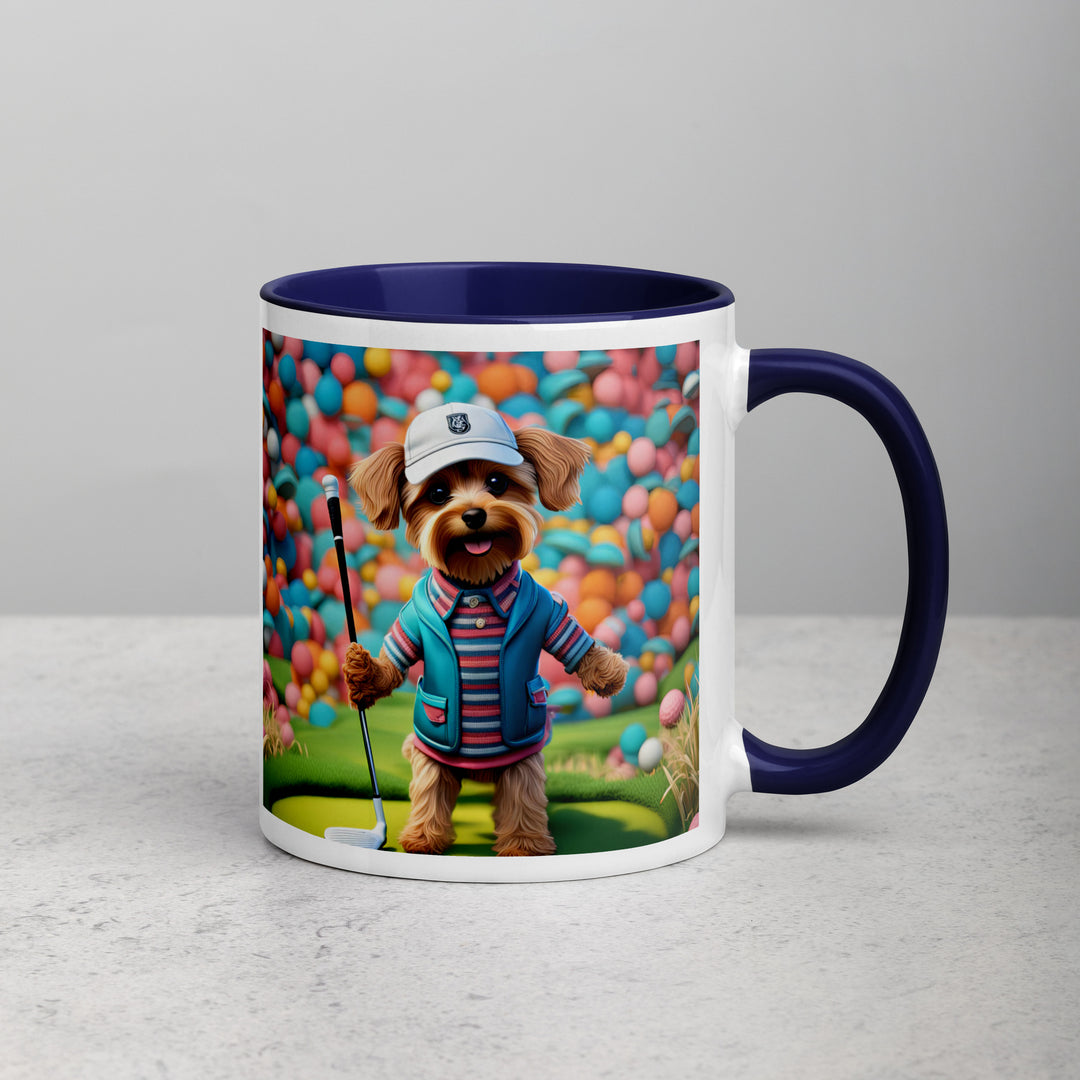 Yorkipoo Golfer- Mug with Color Inside v14