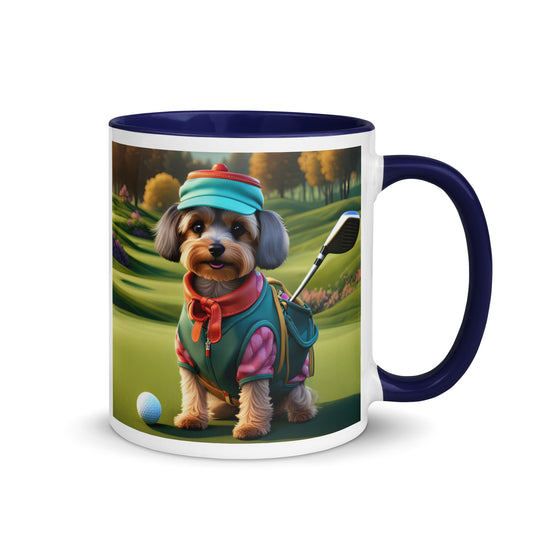 Yorkipoo Golfer- Mug with Color Inside v15