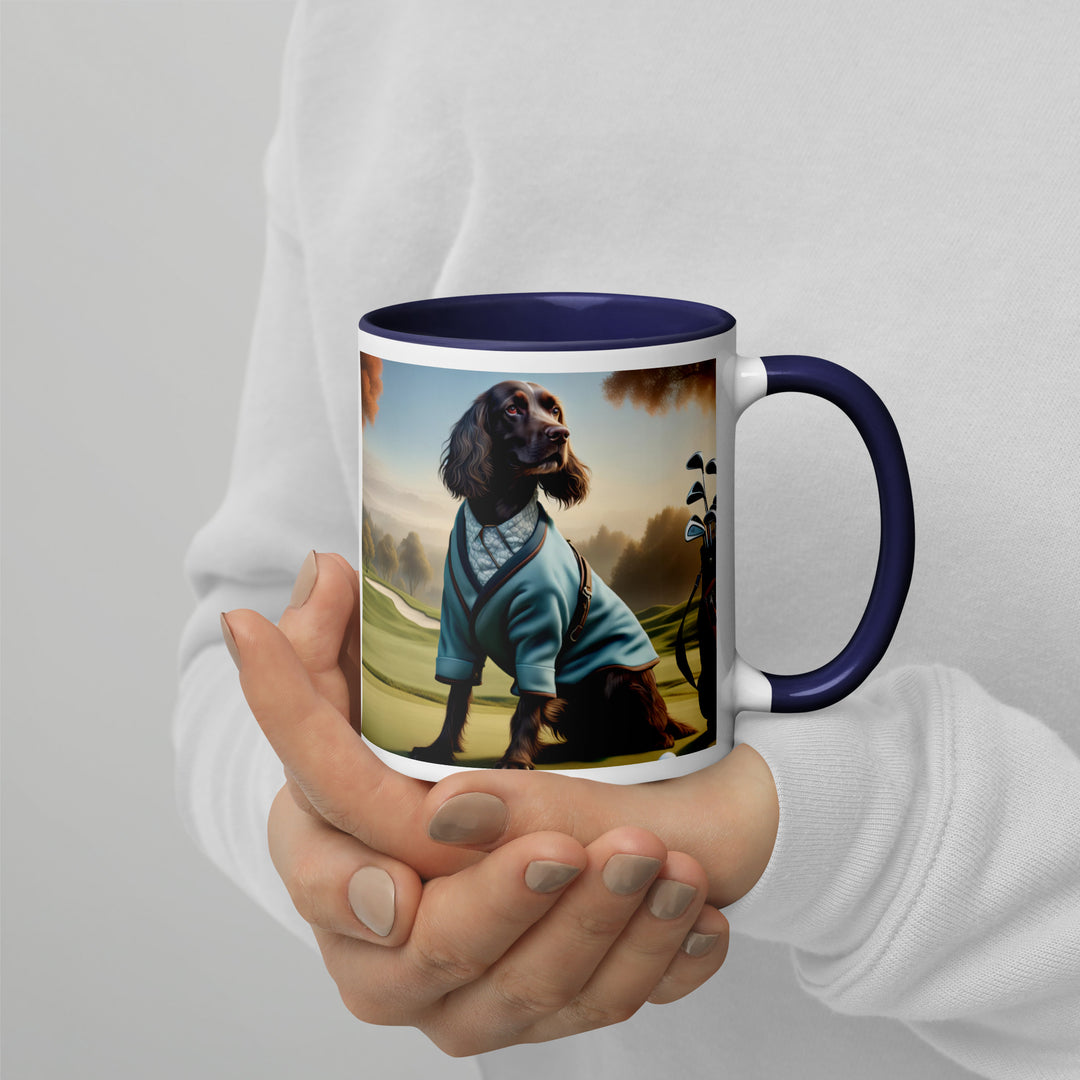 Sprocker Spaniel Golfer- Mug with Color Inside v3