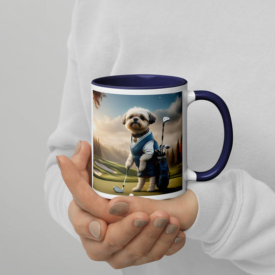 Pugapoo Golfer- Mug with Color Inside v6