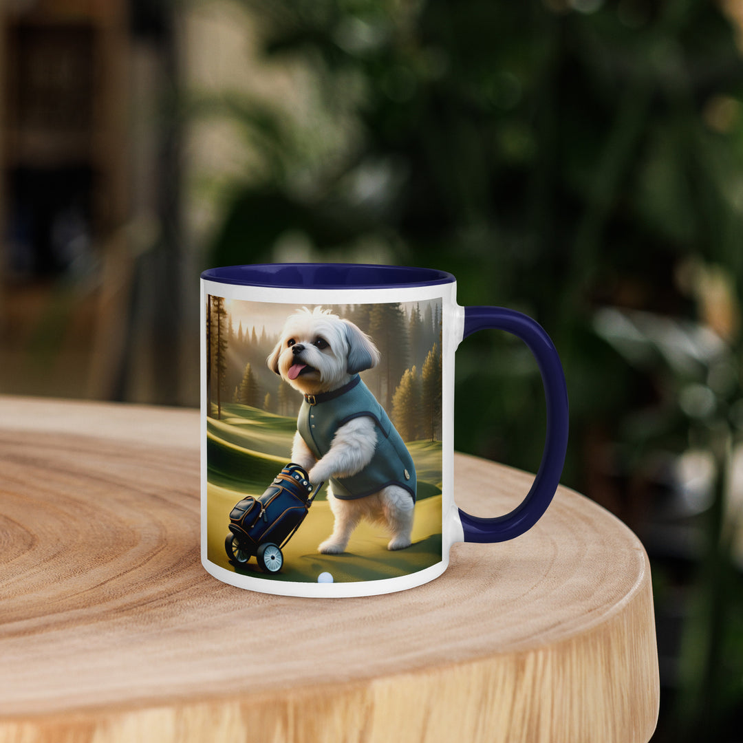 Pugapoo Golfer- Mug with Color Inside v10