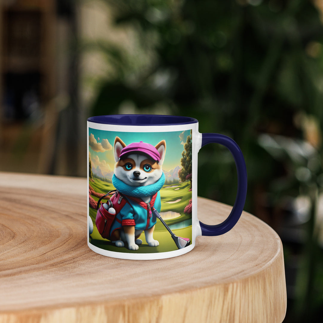 Pomsky Golfer- Mug with Color Inside v2