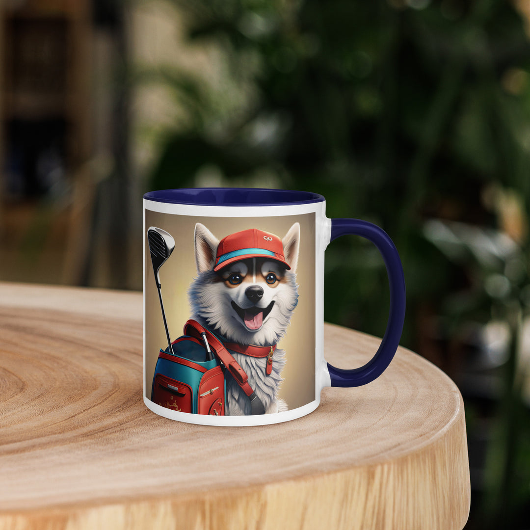 Pomsky Golfer- Mug with Color Inside v8