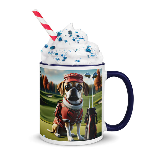 Puggle Golfer- Mug with Color Inside v6