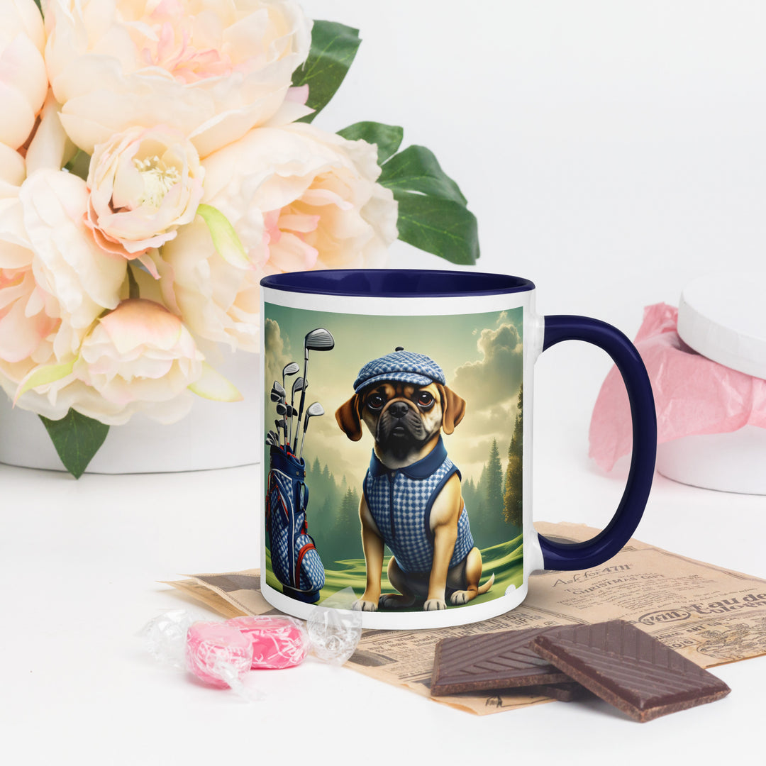 Puggle Golfer- Mug with Color Inside v7