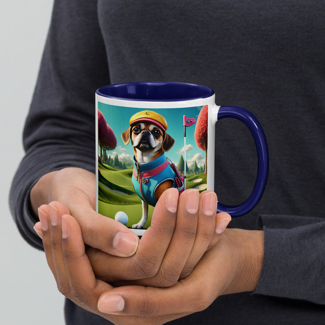 Puggle Golfer- Mug with Color Inside v8