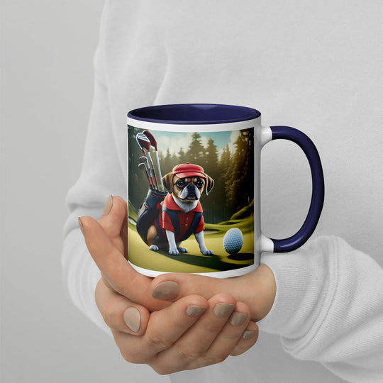 Puggle Golfer- Mug with Color Inside v9