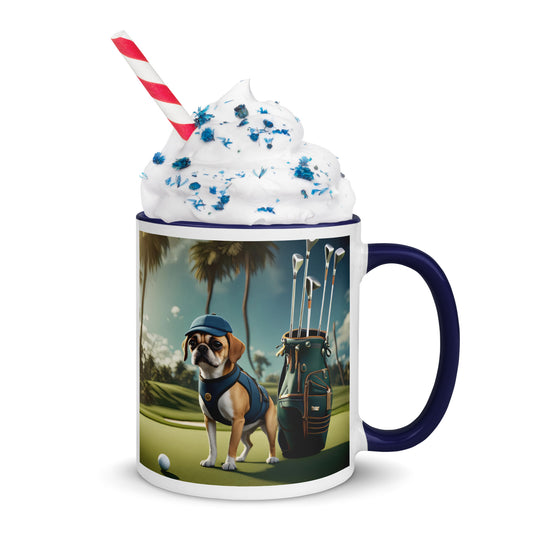 Puggle Golfer- Mug with Color Inside v13