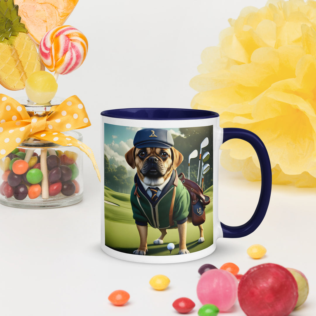 Puggle Golfer- Mug with Color Inside v16