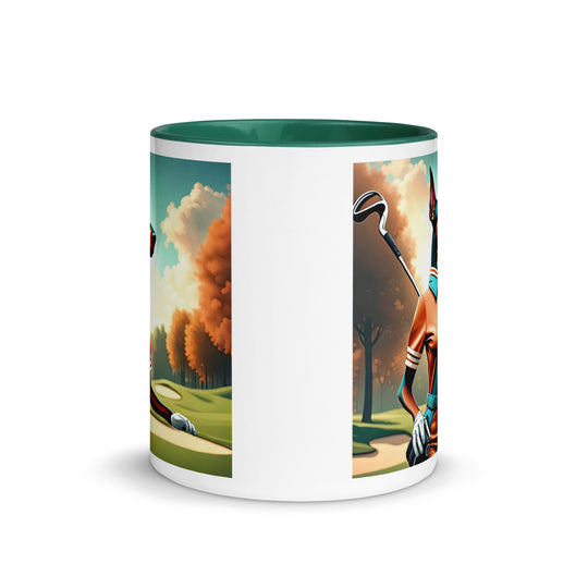 Doberman Pinscher Golfer- Mug with Color Inside