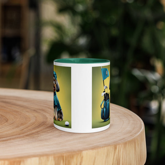 Yorkipoo Golfer- Mug with Color Inside v7