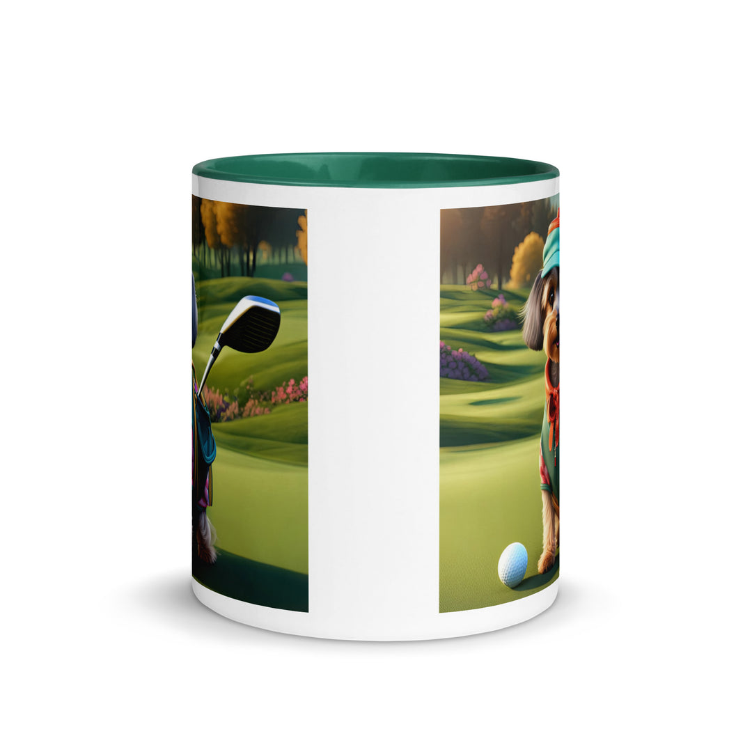 Yorkipoo Golfer- Mug with Color Inside v15