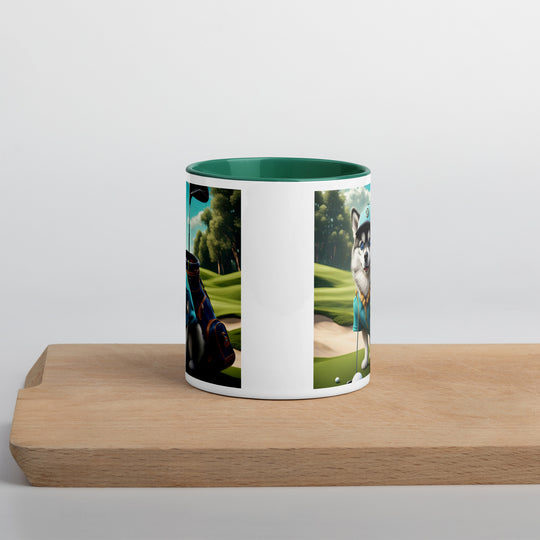 Pomsky Golfer- Mug with Color Inside