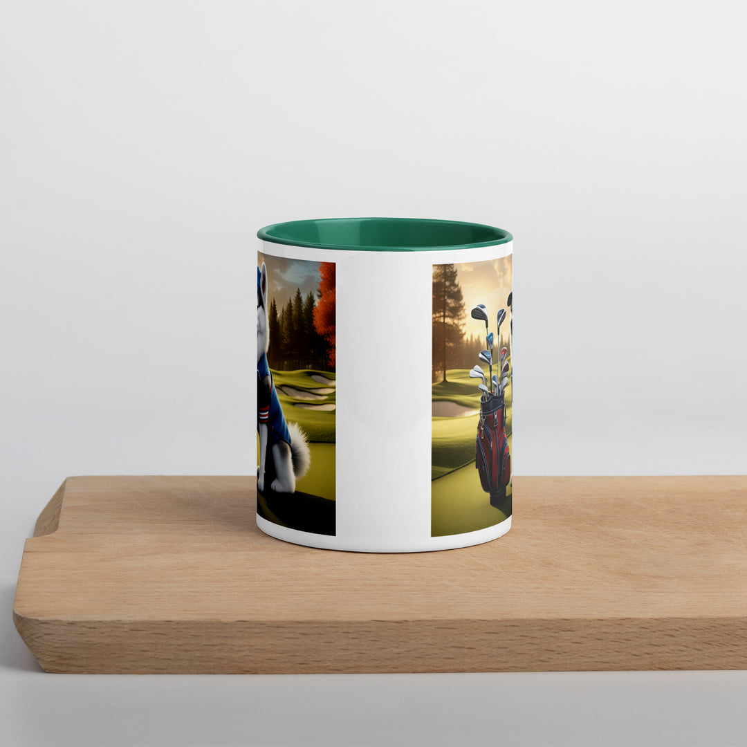 Pomsky Golfer- Mug with Color Inside v4