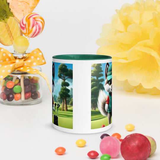 Pomsky Golfer- Mug with Color Inside v11