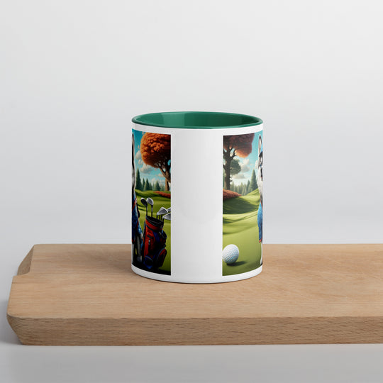 Pomsky Golfer- Mug with Color Inside v5