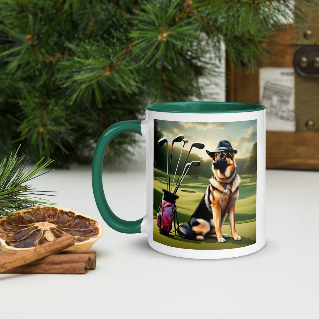 German Shepherd Golfer- Mug with Color Inside