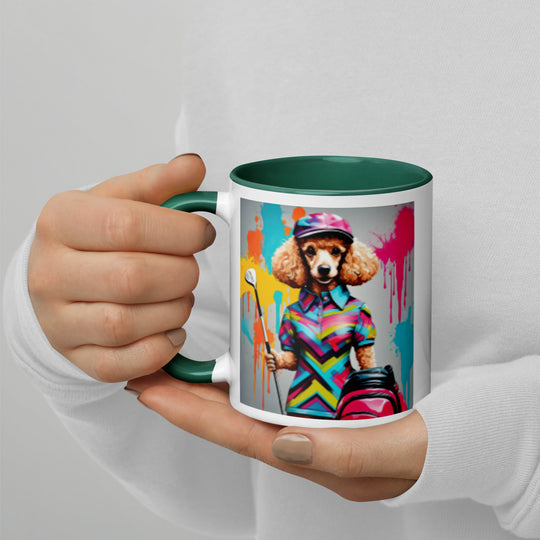 Poodle Golfer- Mug with Color Inside v4