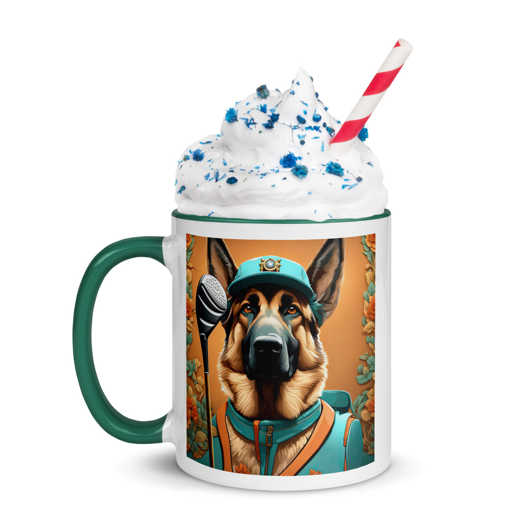 German Shepherd Golfer- Mug with Color Inside V2