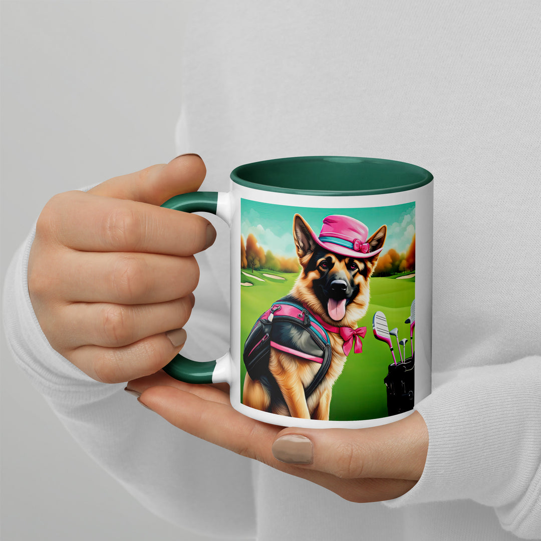 German Shepherd Golfer- Mug with Color Inside V3