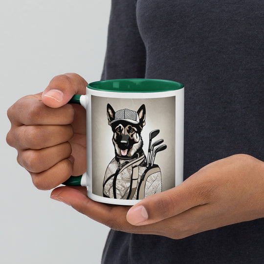 German Shepherd Golfer- Mug with Color Inside V5