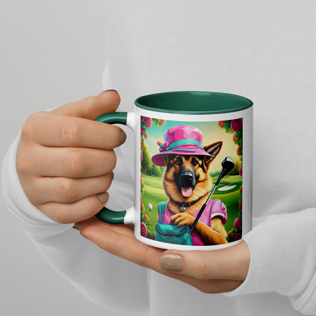 German Shepherd Golfer- Mug with Color Inside V9