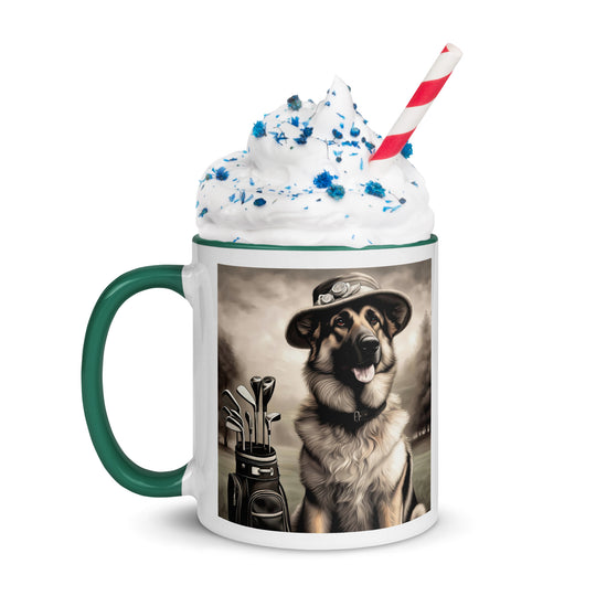 German Shepherd Golfer- Mug with Color Inside V10