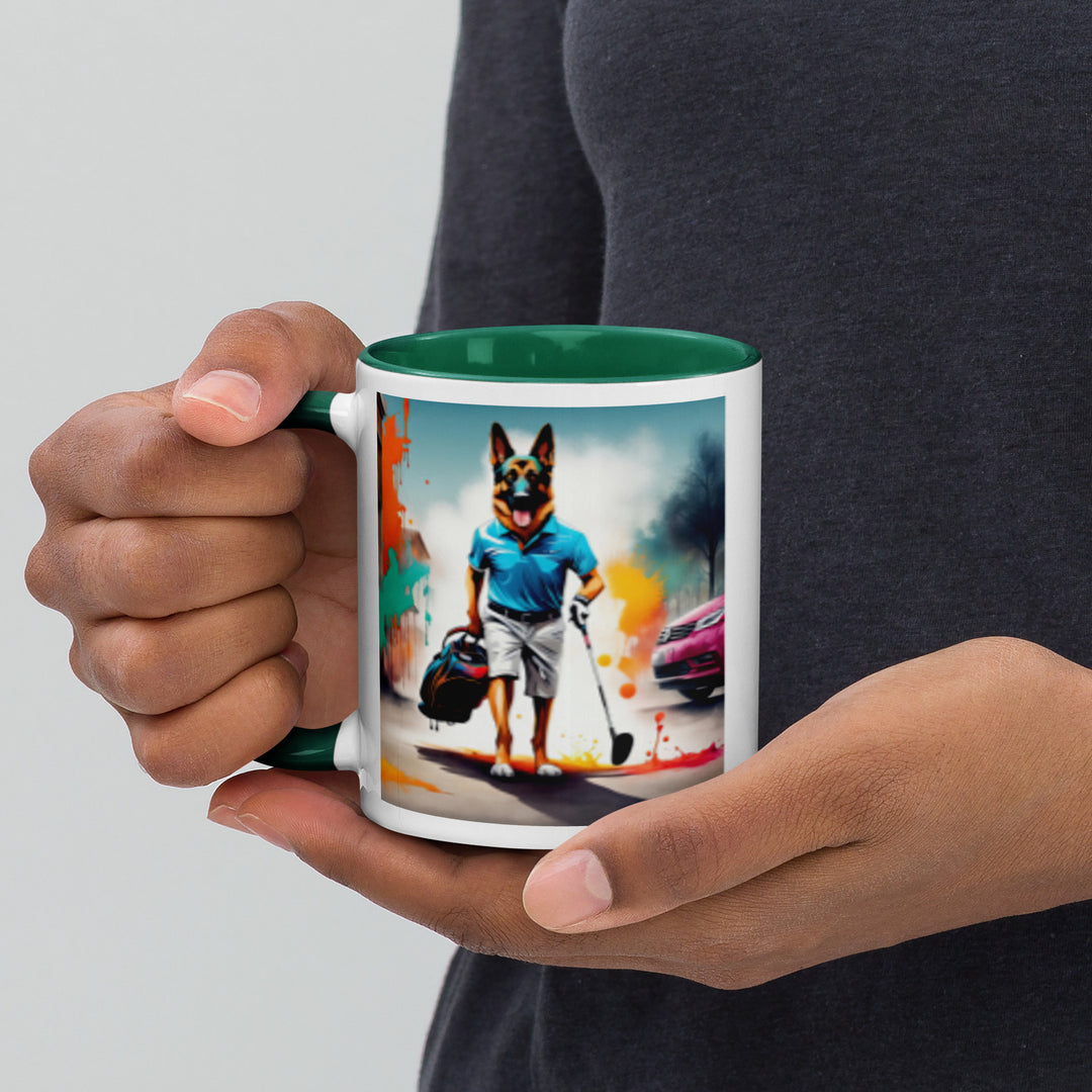 German Shepherd Golfer- Mug with Color Inside V12