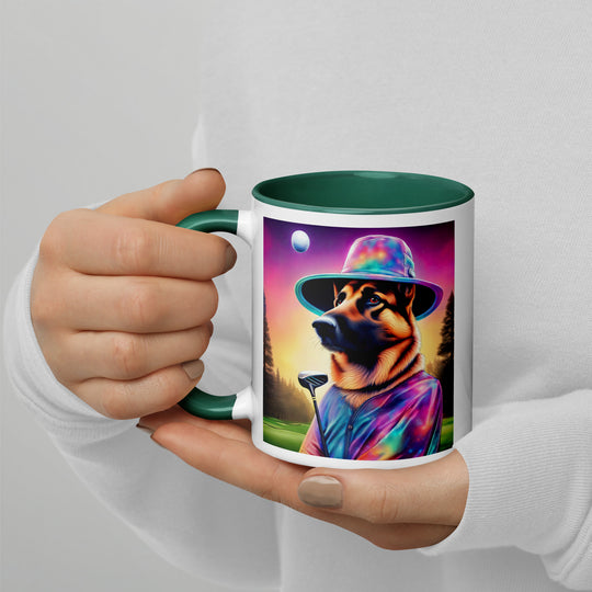 German Shepherd Golfer- Mug with Color Inside V13