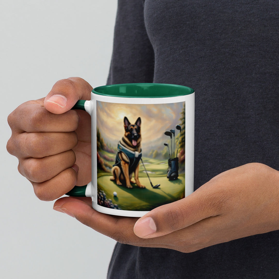 German Shepherd Golfer- Mug with Color Inside V15