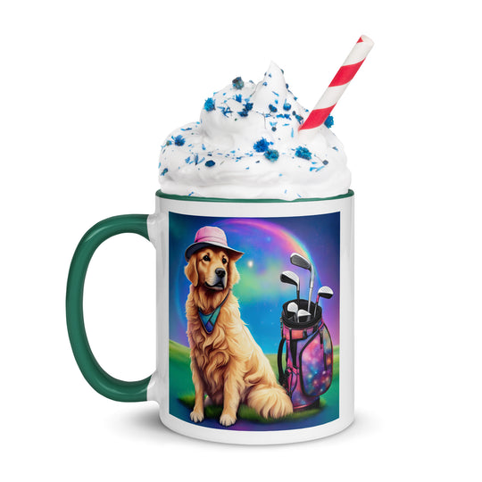 Golden Retriever Golfer- Mug with Color Inside V2