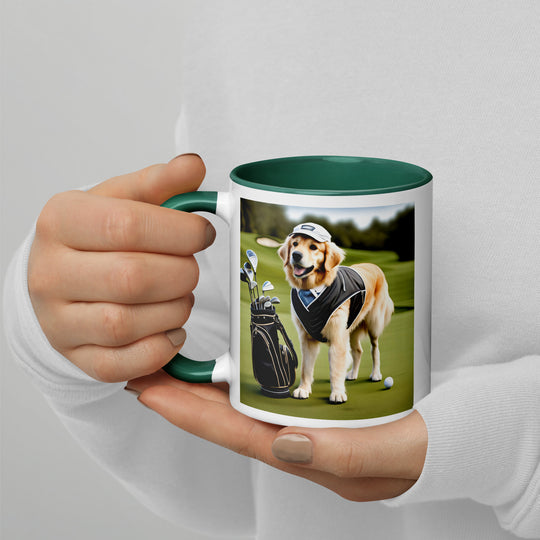 Golden Retriever Golfer- Mug with Color Inside V3