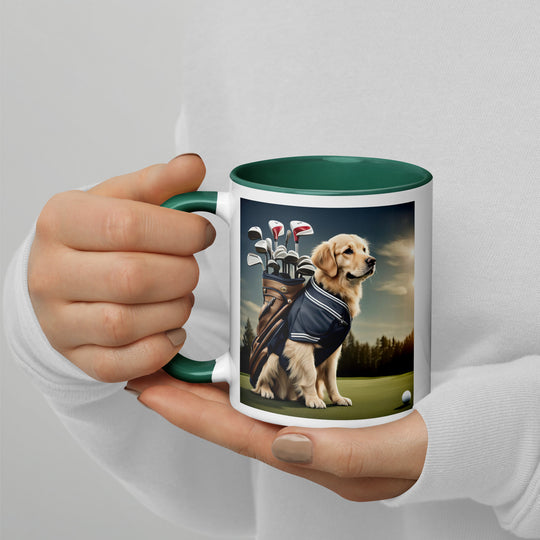 Golden Retriever Golfer- Mug with Color Inside V5