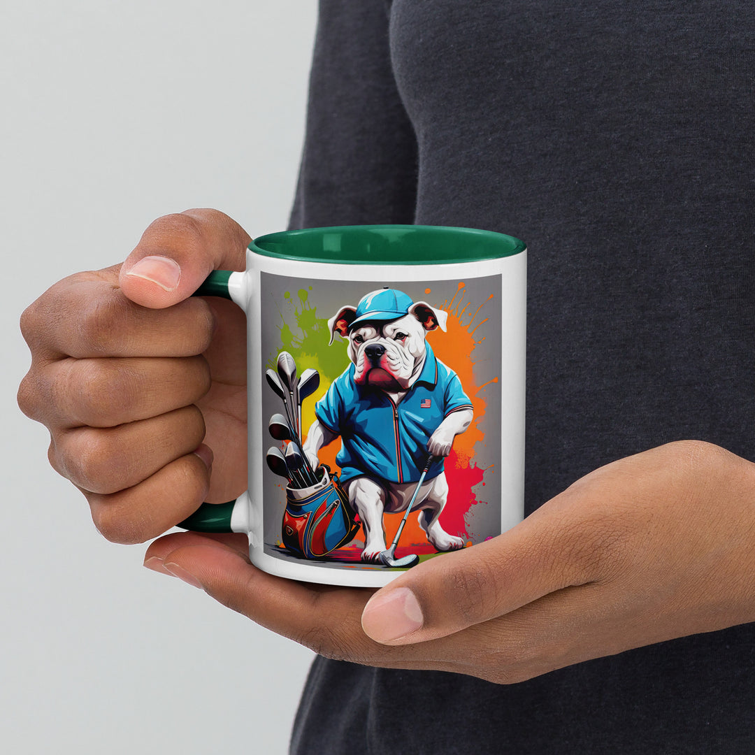 Bulldog Golfer- Mug with Color Inside V2