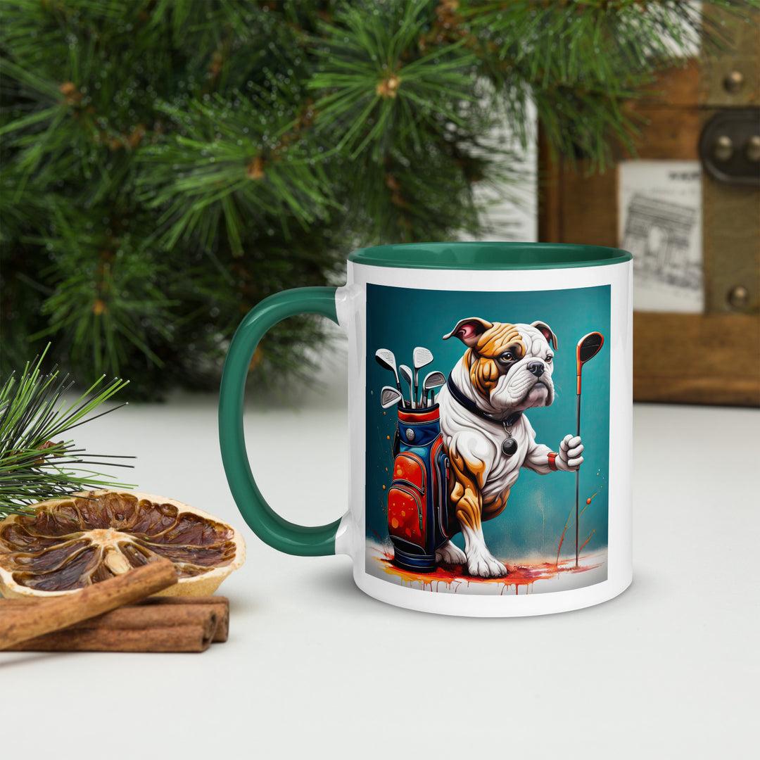 Bulldog Golfer- Mug with Color Inside V4