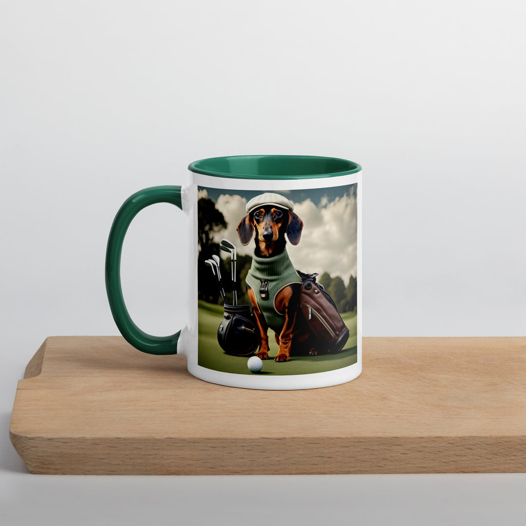 Dachshund Golfer- Mug with Color Inside