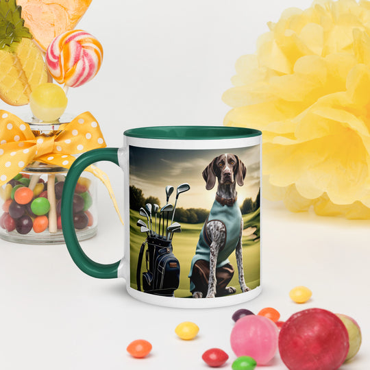 German Shorthaired Pointer Golfer- Mug with Color Inside v2