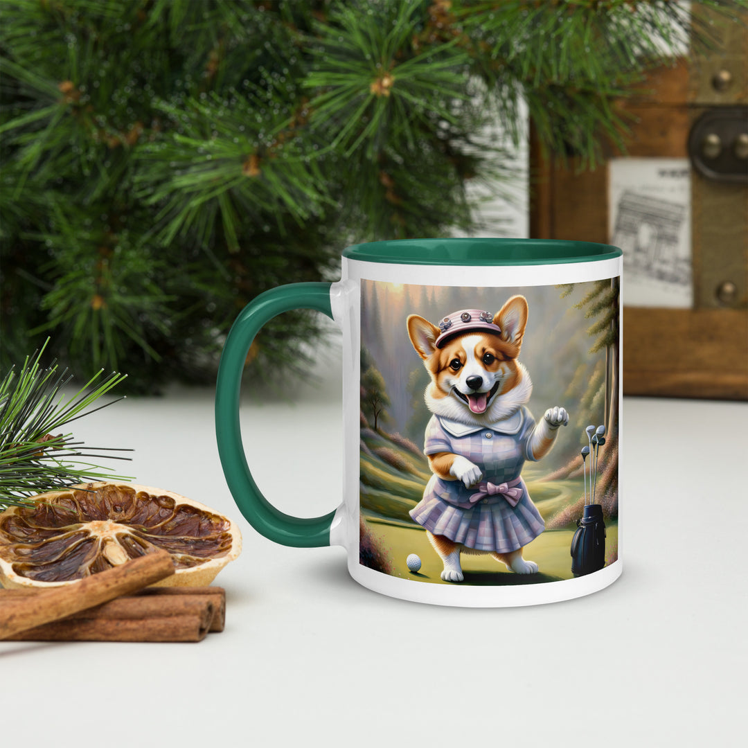 Pembroke Welsh Corgi Golfer- Mug with Color Inside v2