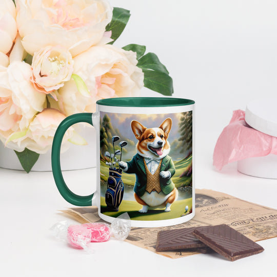 Pembroke Welsh Corgi Golfer- Mug with Color Inside v4