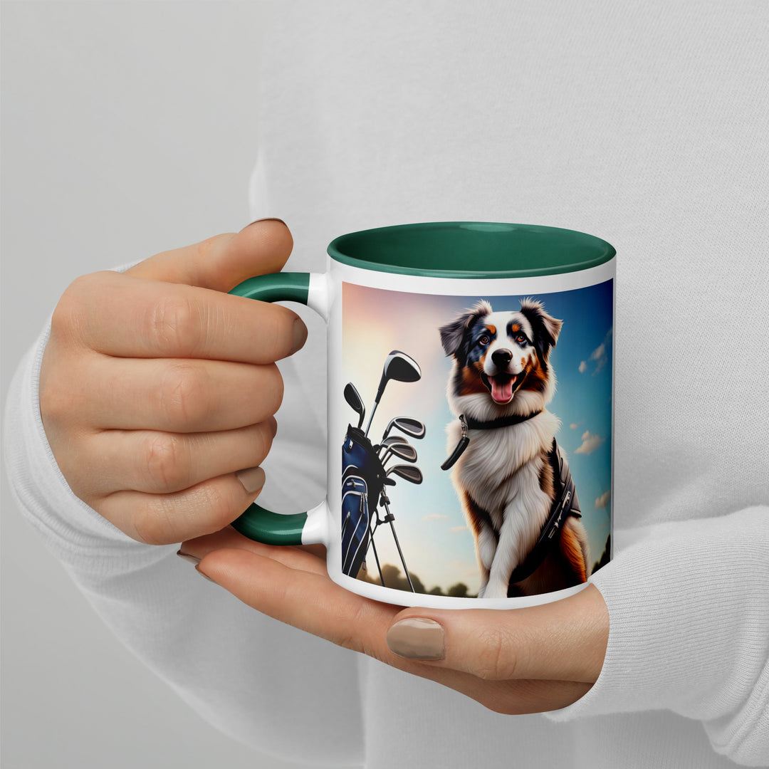 Australian Shepherd Golfer- Mug with Color Inside