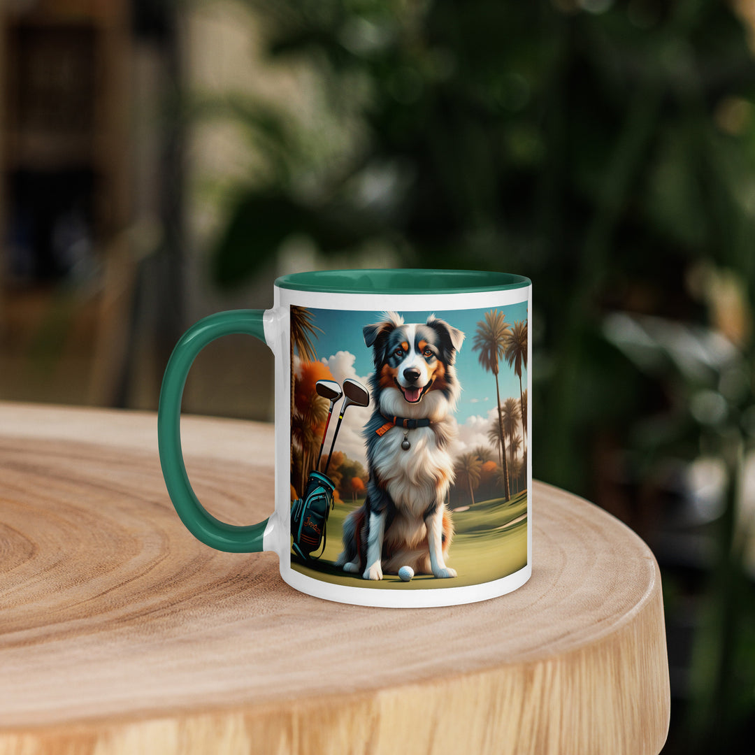 Australian Shepherd Golfer- Mug with Color Inside v2