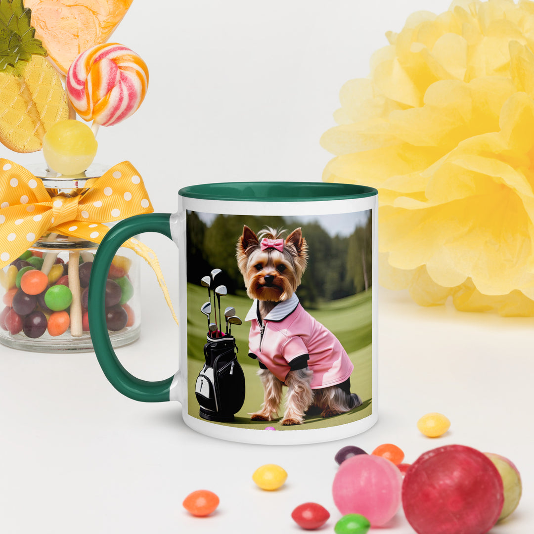 Yorkshire Terrier Golfer- Mug with Color Inside v2